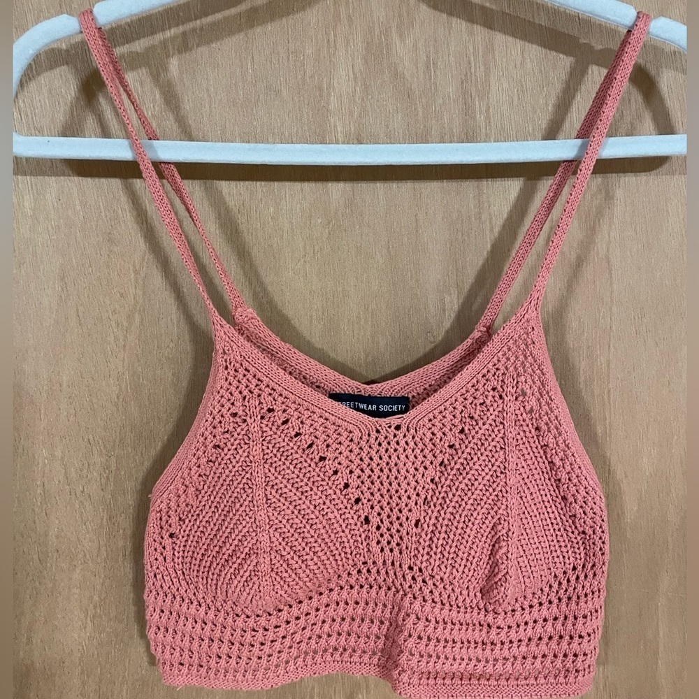 #46- STREETWEAR SOCIETY-Orange knit crop tank